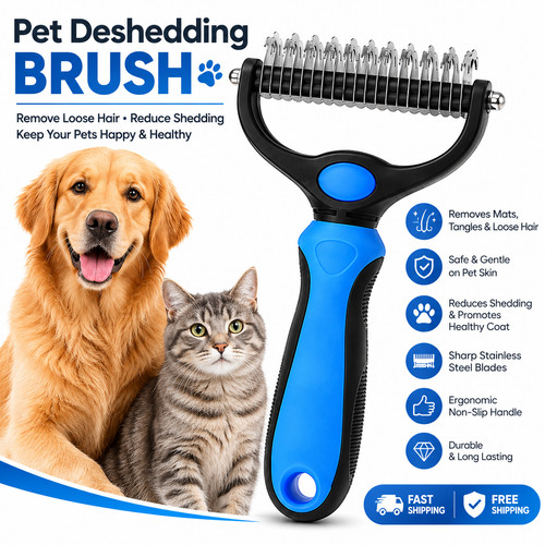 Pet deshedding brush dog cat - pet,